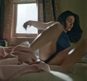 Emmy Rossum's pussy lip peeked out from her booty shorts on Shameless