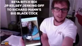 Jerking off and cumming hard to BBC pornstar Richard Mann's big cock