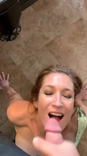 Mouth open waiting for your cum!