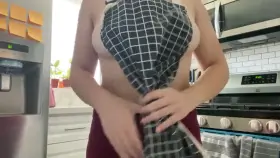 Welcome to my kitchen where you get a side of boobs with your 🥓 🍳