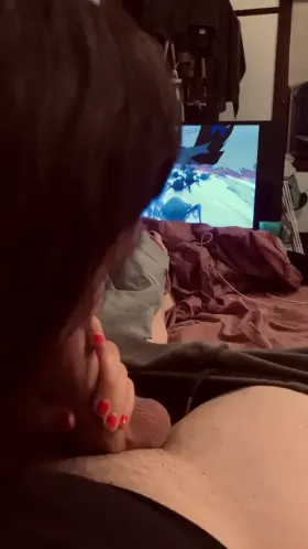 Sucking me off while we watch our favorite anime