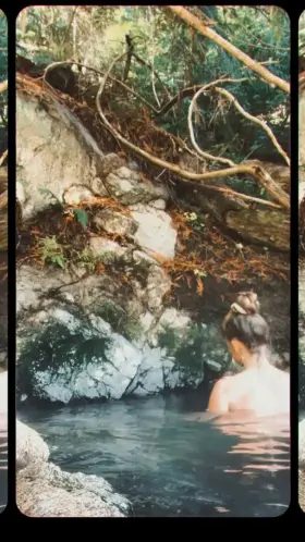 Stripping down at the hot spring