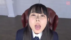 Japanese school girl gets coered in ropes of cum
