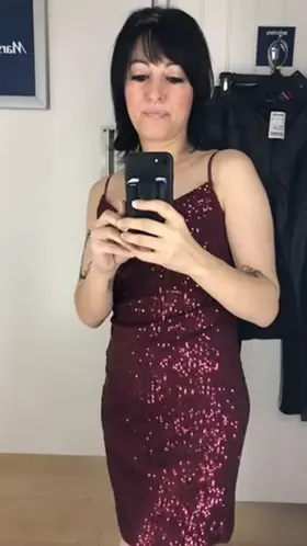 Dressing room fun! 40F. Next time I'll leave the door open a crack 😉