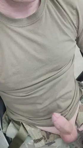 26 [M4F] Soldier stroking in uniform for your massive tits. Preview inside!
