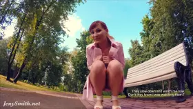 Jeny Smith fully naked in a park got caught