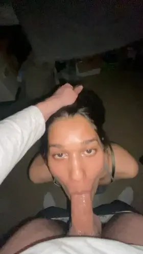 Brown slut loves drooling all over white dick