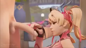 Mercy playing with a cock