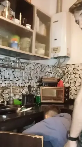 He sucks me after fixing his kitchen