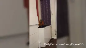 Sissy Lucy getting a fake bukkake cum shower all over her fake tits and face