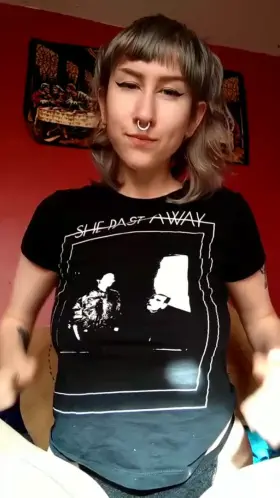 dropping out of my favorite shirt 🖤