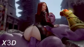 Black widow riding Thanos (X3D) [Marvel]