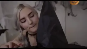 She finds a big dick under the witch hat