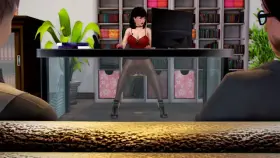 She has to work with a buttplug, but doesn't know the front panel is transparent