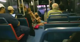 2 Lesbians have oral sex on a bus and record them!