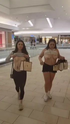 She got scared when I licked her tits in the mall