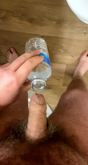 Pissing in a bottle, for fun.