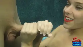Submerged slut strokes out a cum cloud