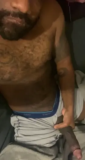 Stroke this fat black cock slow for me