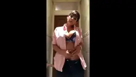 Hot Short Haired Babe stripping her panties