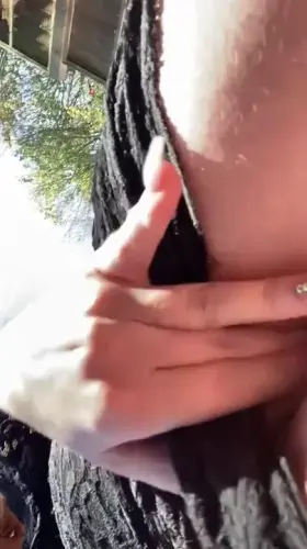 Playing with my pussy and tits in my garden for the neighbours🍭😜 [OC]