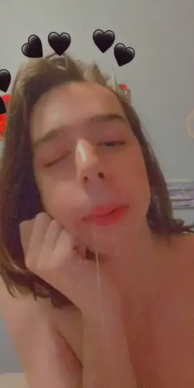 Results from cumming on my face and in my mouth. Do you like 🥺