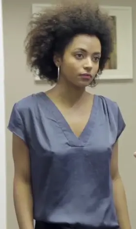 Cute topless ebony girl