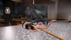 Girl's backdoor invaded by insectoid