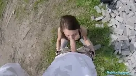 Public Agent Cowgirl riding in outdoors fuck