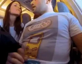 My stepsister masturbates me on the plane