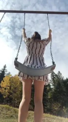 Swinging in a sundress without panties ☺️