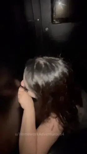 Sucking a stranger's cock at the gloryhole and letting him play with my tits [Sound on, click redgifs link]