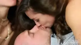 Sloppy threeway with 2 lesbian sisters