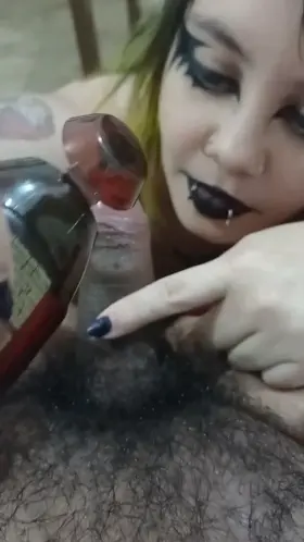 oiled up handjob from my emo wife