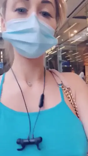 Wearing no bra and letting them bounce through town [F]