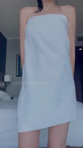 Drying myself in front of you...Should I get dressed or do you have a better idea? ❤️😘