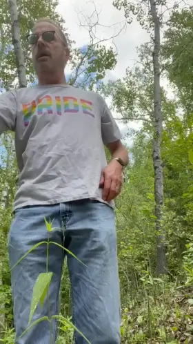 Dad (57) on a horny hike whips it out