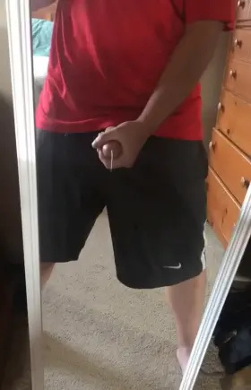 Spraying down the mirror💦