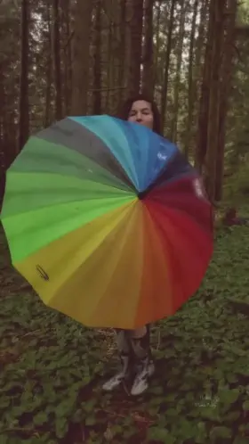 Shaking my booty on the trail in just my rain boots. Nervous, but exhilarating that someone could catch me!😋