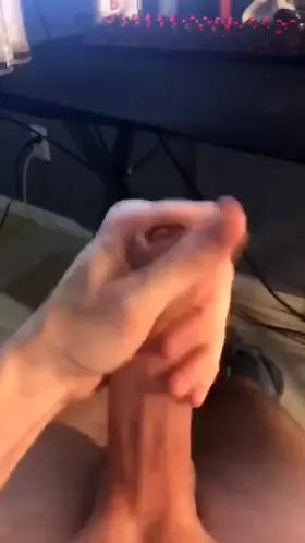 Jerking my big dick and shooting a load