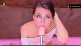 Showing off her deepthroating skills