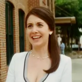 Alison Brie casual jiggles in Scream 4