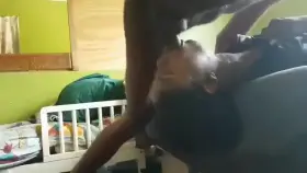 Black girl deepthroats before and after he cums