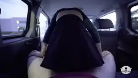 getting a load on her breasts after riding him in a car