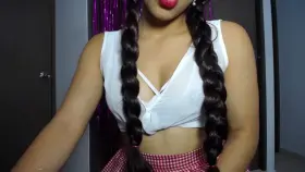 Naughty pigtail schoolgirl likes to flash (oc)