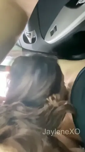 Sucking a follower's cock in a Target parking lot and making him cum while my man fucks me