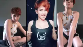 Stacked shorthaired slut gets gangbanged