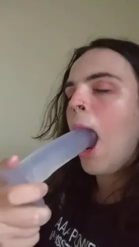 Throat fucking myself with the biggest dildo I have for you sir