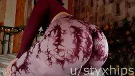 Raven-haired mademoiselle twerking