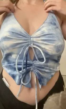 [OC] I hope my cute shirt and cuter titties distract you from my shorts’ tag 😁